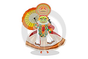 Vector graphic illustration of Kathakali Dancer