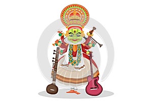 Vector graphic illustration of Kathakali Dancer