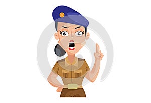 Vector Graphic Illustration of Lady Police