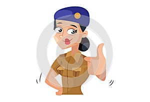 Vector Graphic Illustration of Lady Police