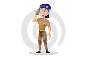 Vector Graphic Illustration of Lady Police