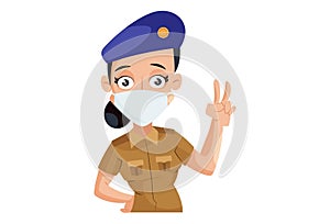 Vector Graphic Illustration of Lady Police