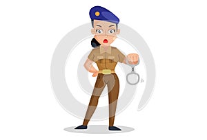 Vector Graphic Illustration of Lady Police