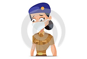 Vector Graphic Illustration of Lady Police