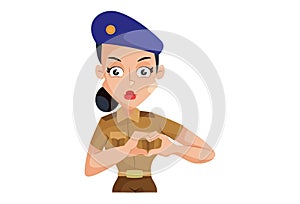 Vector Graphic Illustration of Lady Police