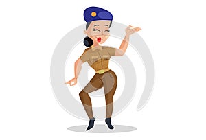 Vector Graphic Illustration of Lady Police