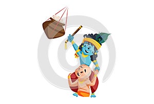 Vector graphic illustration of Lord Krishna