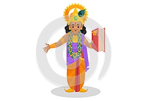 Vector graphic illustration of Lord Krishna