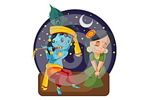 Vector graphic illustration of Lord Krishna and Radha