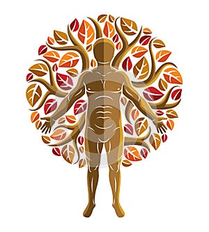 Vector graphic illustration of muscular human, self created with