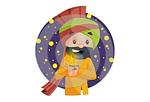 Vector graphic illustration Punjabi Man