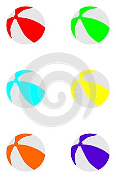 Colour beach balls on white background