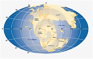 Vector graphic of the land mass of the supercontinent Pangea photo