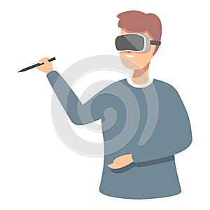 Vector graphic of a man using virtual reality glasses and holding a controller