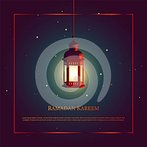 Vector graphic of Ramadan Kareem with Red Lantern.