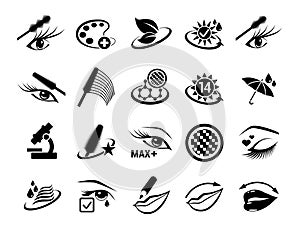 Vector graphic set. Icons. Cosmetology. Concept illustration for Web site app. Sign, symbol, element. Skin care. Simple isolated
