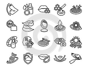 Vector graphic set. Icons, minimal design. Beauty. Attributes of beauty for men and women. Concept illustration for Web site. Sign