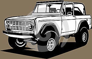 Classic american vintage retro custom car Ford Bronco