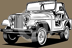 Classic american vintage retro custom car Jeep Wrangler photo