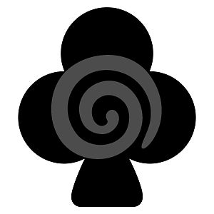 Vector graphic of a simple black clubs playing card symbol. One out a set of four playing card suits