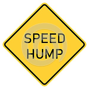 Vector graphic of a usa Speed Hump highway sign. It consists of the wording Speed Hump within a black and yellow square tilted to