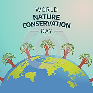 vector graphic of World Nature Conservation Day good for World Nature Conservation Day celebration. flat design. flyer design.flat