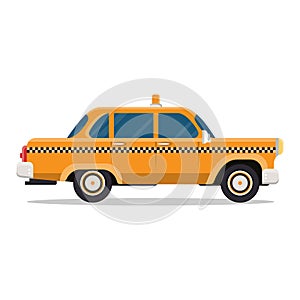 Vector graphic yellow retro Taxi cab on white