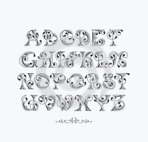 Vector graphical decorative font.