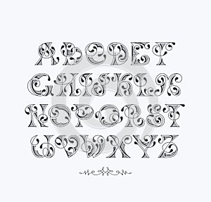 Vector graphical decorative font. photo