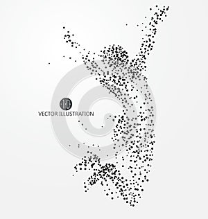 Vector graphics composed of particles,Jumping athletes, athletes, vector players.