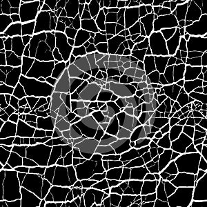 Vector graphics. cracks texture white and black.