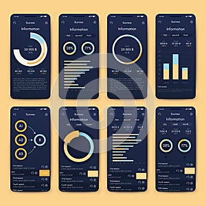 Vector graphics infographics with mobile phone. Template for creating mobile applications, workflow layout, diagram