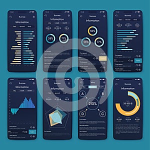 Vector graphics infographics with mobile phone. Template for creating mobile applications, workflow layout, diagram