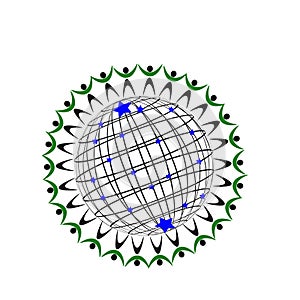 the Earth with parallels and meridians and people around photo