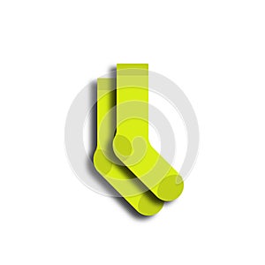 Vector graphics. Sketches of clothing and accessories. Yellow socks. Socks for adults and children. Isolated