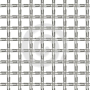 Vector Gray Paper Clips Grid on White Background Seamless Repeat Pattern. Background for textiles, cards, manufacturing