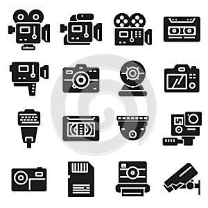 Vector gray Video and Camera icons set
