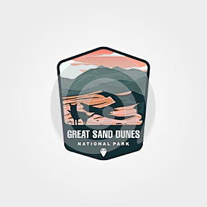 Vector of great sand dunes logo patch illustration design, us national park emblem design