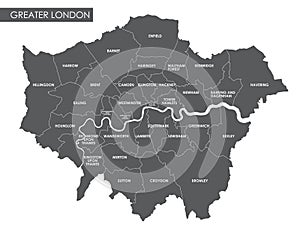 Vector Greater London administrative map photo