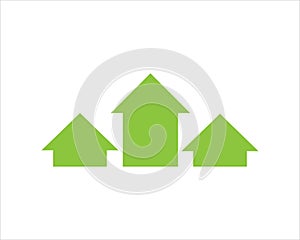 Vector green arrows up icon. Upload icon. upgrade sign. growth symbol. pointing arrow.