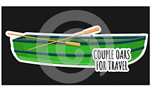 Vector Green boat with oars - sticker