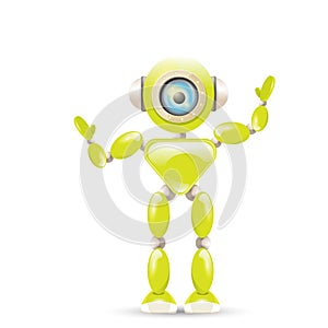 Vector green cartoon robot on white