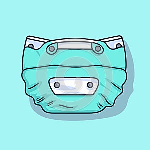 Vector of a green cloth diaper on a blue background