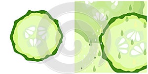 Vector Green Cucumber Slice and Abstract Background