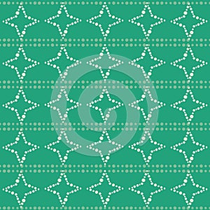 Vector green dotted stars seamless pattern background