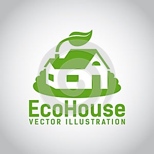 Vector green eco house icon