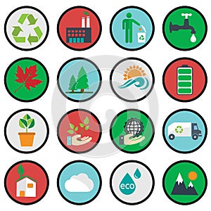 Vector green eco icons, ecology