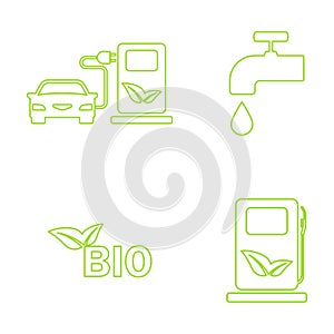 Vector green eco icons set.