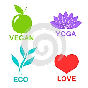 Vector green ecology alphabet - icons and symbols