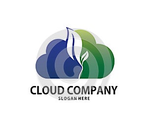 Vector green energy sprout cloud online cloud storage logo design